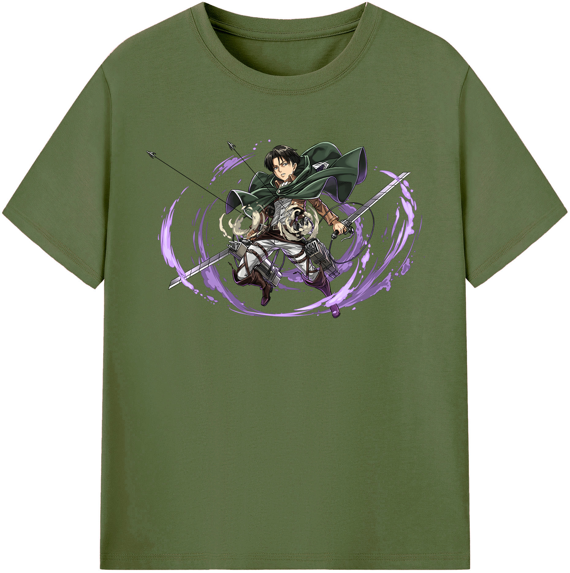 （画像用） 進撃の巨人 リヴァイ·アッカーマン Attack on Titan Levi Ackerman 綿100％半袖Tシャツ（フロントプリント）